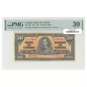 $50 1937 BC-26b The Bank of Canada Gordon-Towers Prefix B/H PMG VF-30 - Picture 1 of 2