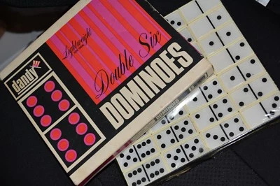 sealed original box CRISLOID DANDY LIGHTWEIGHT DOUBLE SIX DOMINOES instrucitons - Image 1 of 4