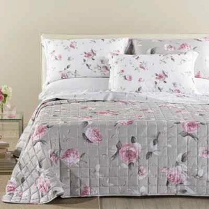 Copriletto Trapuntato Caleffi "Bella Rosa" Letto Matrimoniale In Raso Cotone - Foto 1 di 4