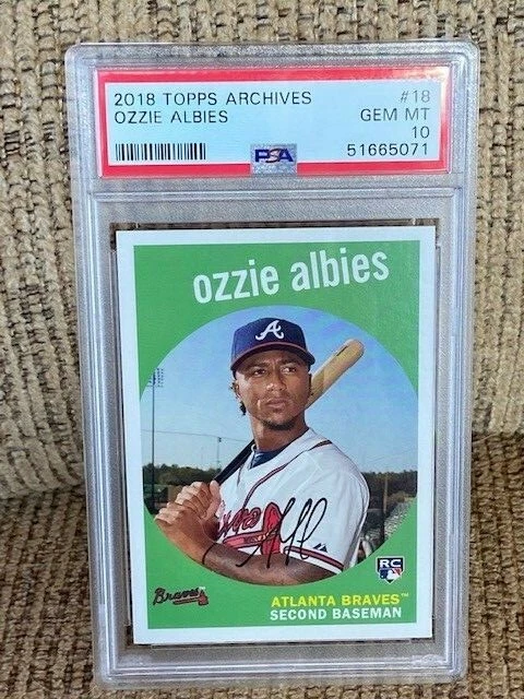 2018 Topps Archives Ozzie Albies PSA 10 Rookie RC #18 Card NEW CASE Braves - Image 1 of 1