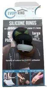 Anelli in silicone Every Ring, Grandi-- 11,5-12 Confezione da 5 Fascia Colori Assortiti NUOVI - Foto 1 di 6