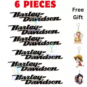 6 Pieces Harley Davidson Tank Emblem Softail Roadking Streetglide Sportster Dyna - Foto 1 di 11