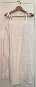 Asos Womens A Line Dress White Ties Scoop Neck Sleeveless Tiered Cottagecore 12 - Picture 1 of 9