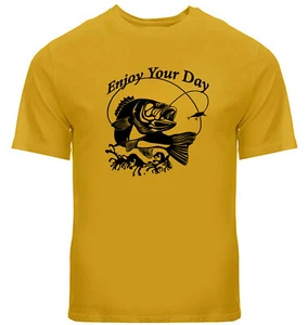 Funny Fishing T-Shirt Fishing day Graphic Tee Funny Fisherman Love Fishing Life - Picture 1 of 25