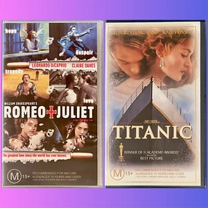 Romeo + Juliet 1996 & Titanic 1997 VHS Cassette Tapes •Leonardo DiCaprio 🆓📮 - Picture 1 of 15