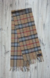 Sciarpa da uomo vintage lana beige a scacchi con collo a frange sciarpa Made in Germany - Foto 1 di 9