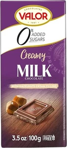 Valor Sugar Free Milk Chocolate Bar - Milk and Hazelnut Cream Diabetic Chocolat - Picture 1 of 5