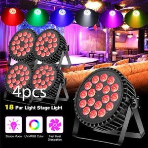 270W 18LED Par Light Stage Lighting RGB UV DMX512 DJ Party Show Wash Lights 4PCS - Picture 1 of 15