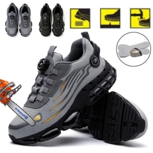 Men's Steel Toe Shoes Rotating Buckle Safety Work Boots Construction Site Shoes - Picture 1 of 28