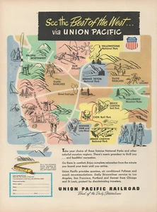1948 Union Pacific Railroad Map See The Best of The West Free Booklet Print Ad - Picture 1 of 1
