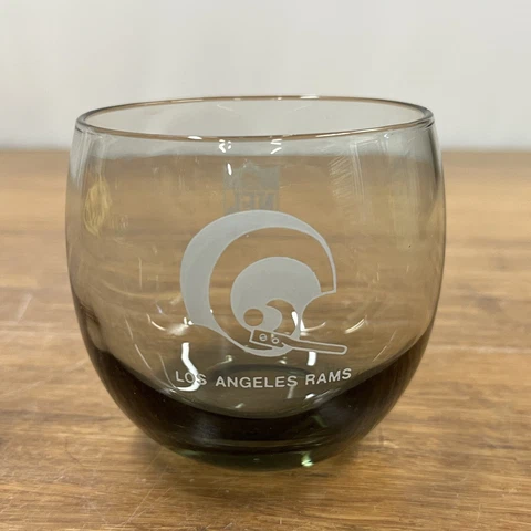 1 Vintage 1970's NFL LA Los Angeles Rams Glasses Low Ball Smoked Rocks Glass Cover