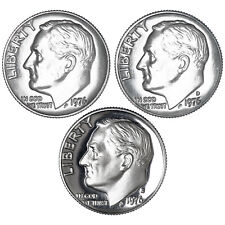 1976 P D S Roosevelt Dime Year Set Clad Proof & BU US 3 Coin Lot