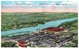 Vintage 1941 Beloit Wis, Flugzeugansicht Fairbanks Morse Postkarte - P45 - #19 - Bild 1 von 2