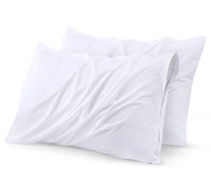 Waterproof Pillow Protectors Zippered 2 Pack White Queen Size Zippered Pillow... - Picture 1 of 6