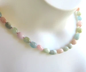 Aquamarine, Morganite, Multi-Beryl Necklace / 20 inch / 925 Sterling Silver - Picture 1 of 5