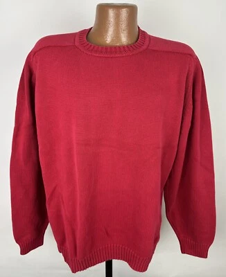 Suéter De Colección Lands End Hombres LT TALL Rojo Desteñido Algodón Pullover Minimal Preppy Foto 1 de 4