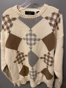 Vintage Men's Embassy Row Long Sleeve Pullover Argyle Sweater 100% Cotton XL - Picture 1 of 6