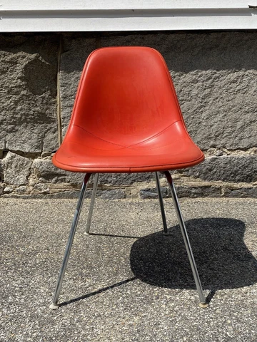 Red Padded Eames Herman Miller Shell Chair On H Base Cover