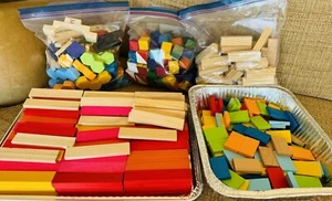 505 Piece Assorted Multi-Shapes / Colors Wooden Building Blocks Toy Lot - Picture 1 of 7
