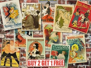 A3 Vintage hochwertige französische Werbung Retro Poster Jugendstil Heimkunst - Bild 1 von 29