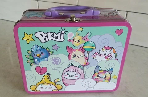 NEW Pikmi Pops Surprise Puzzle & Tin Lunch Box Girls Lunchbox Handle Llama Cute Cover