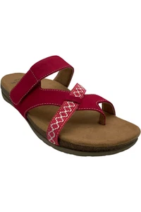 Earth Origins Nubuck Toe-Post Sandals Ossi Raspberry - Picture 1 of 3