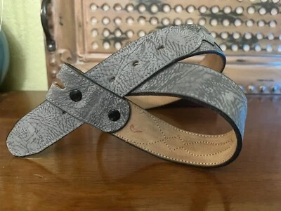 Correa de Cinturón Dan Post Talla 34.5" Vintage Gris Cuero Texturizado SIN HEBILLA Hecha en EE. UU. Foto 1 de 4