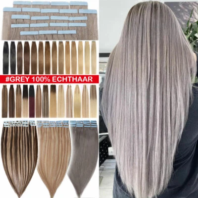 Tape In 100% Remy Echthaar Extensions Haarverlängerung Skin Weft 60Tressen Stück - Bild 1 von 4