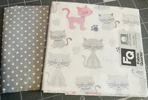 New! CATS KITTENS KITTY Furry Friends Cotton Fabric Pre Cut FQ 18x21" Set 2 - Picture 1 of 3