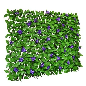 Expandable Faux Ivy Fence Privacy Screen With Artificial Flowergreenery Expandab - Picture 1 of 7