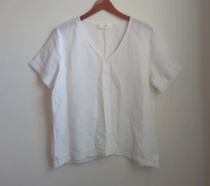 H&M L.O.G.G. linen cotton short sleeve boho blouse top Size 12 - Picture 1 of 6