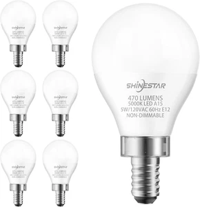 6-Pack Ceiling Fan Light Bulbs, Small Base, 120V 40W Equivalent, 5000K Daylight, - Picture 1 of 12
