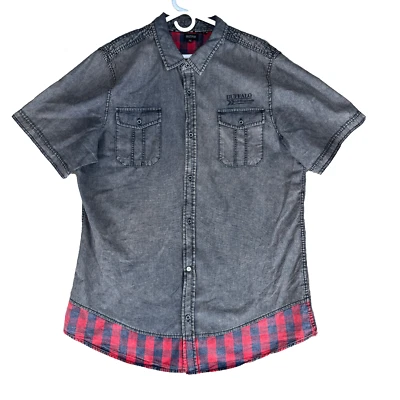 Camisa informal Buffalo David Bitton lavada con ácido para hombre talla XXL recortada a cuadros S/S Foto 1 de 4