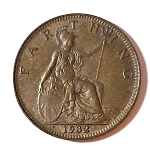 1932 Great Britain UK farthing - George V - KM# 825-Additional Ships FREE-UK-191 - Picture 1 of 5