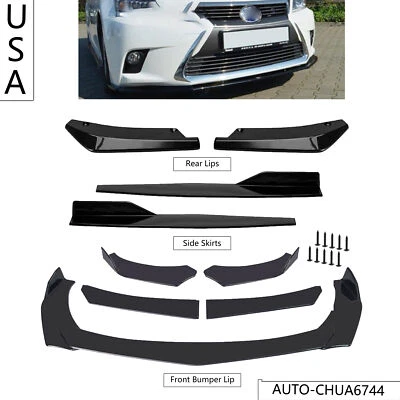 Kit de cuerpo de alerón inferior divisor de labios parachoques delantero negro brillante para LEXUS CT200h Foto 1 de 4