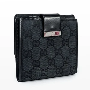 Authentic GUCCI women's black canvas guccisima wallet - Picture 1 of 11