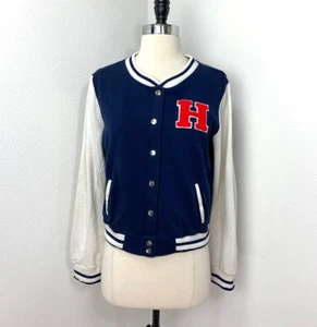 Ambiance Womans Jacket Large Bomber Academia Fleece Letter H School  Snaps Flaws - Picture 1 of 14