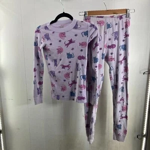 Hanna Anderson moon and back organic cotton purple cat long johns size 10 - Picture 1 of 10