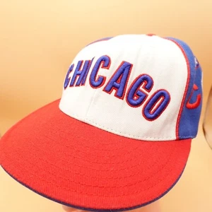 Chicago Cubs Hat Cap Fitted Mens 7 3/8 White Red Blue MLB Baseball Cooperstown - Picture 1 of 10