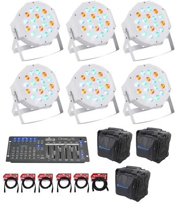 (6) Rockville RockPAR50 LED RGB DMX PAR Can Wash Lights+Controller+Cables+Bags - Image 1 of 4