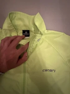 CANARI Cycling Full Zip Windbreaker Neon Green Lightweight Long Sleeve Jacket M - Picture 1 of 6