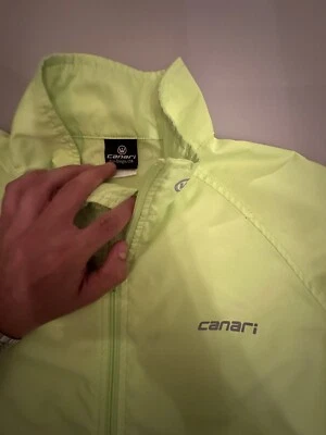 Chaqueta cortavientos ligera de manga larga verde neón con cremallera completa para ciclismo CANARI M Foto 1 de 4