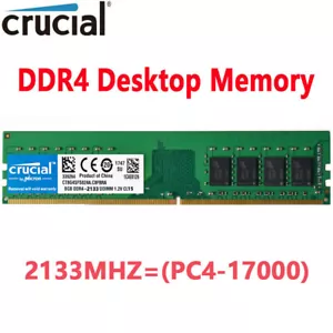 Crucial DDR4 8GB 2133Mhz  PC4-17000 288pins Desktop Memory Dimm Ram 1X8GB - Picture 1 of 8