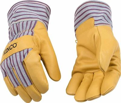 Guantes de piel de cerdo de grano forrados Kinco 1927-S para hombre, forro Heat Keep, pequeños, dorados Foto 1 de 4