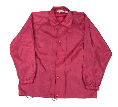 COACH Giacca da allenatore vintage anni 90 nylon rosso scuro vuota tinta unita made in USA skateboarding Haband XL