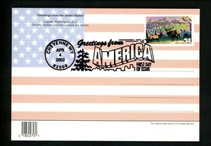 US FDC 2002 Greetings America #3610 Wyoming WY Flag Map Large Letter Postcard - Picture 1 of 2