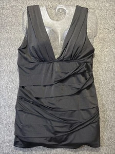Vintage Wet Seal Top Women's L Black Babydoll 90s Y2K Dark Fairycore Tank Ruched - Picture 1 of 8