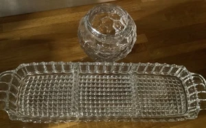 2 STÜCK GESCHLIFFENES GLAS SCHMUCK TABLETT UND WABEN DESIGN GLAS - Bild 1 von 1