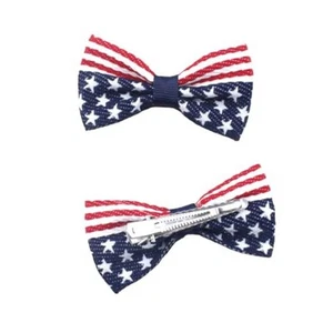 2 Pcs/Pack Girls American Flag Hair Bow Hair Clips Fourth of July Hair - Picture 1 of 5