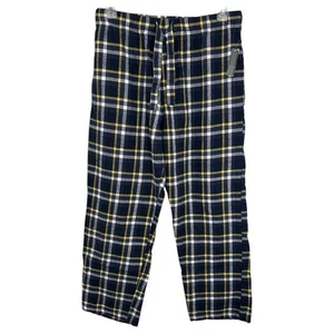 NWT Old Navy Flannel Pajama Pants Men Women Unisex Blue Yellow Plaid Size Medium - Picture 1 of 4